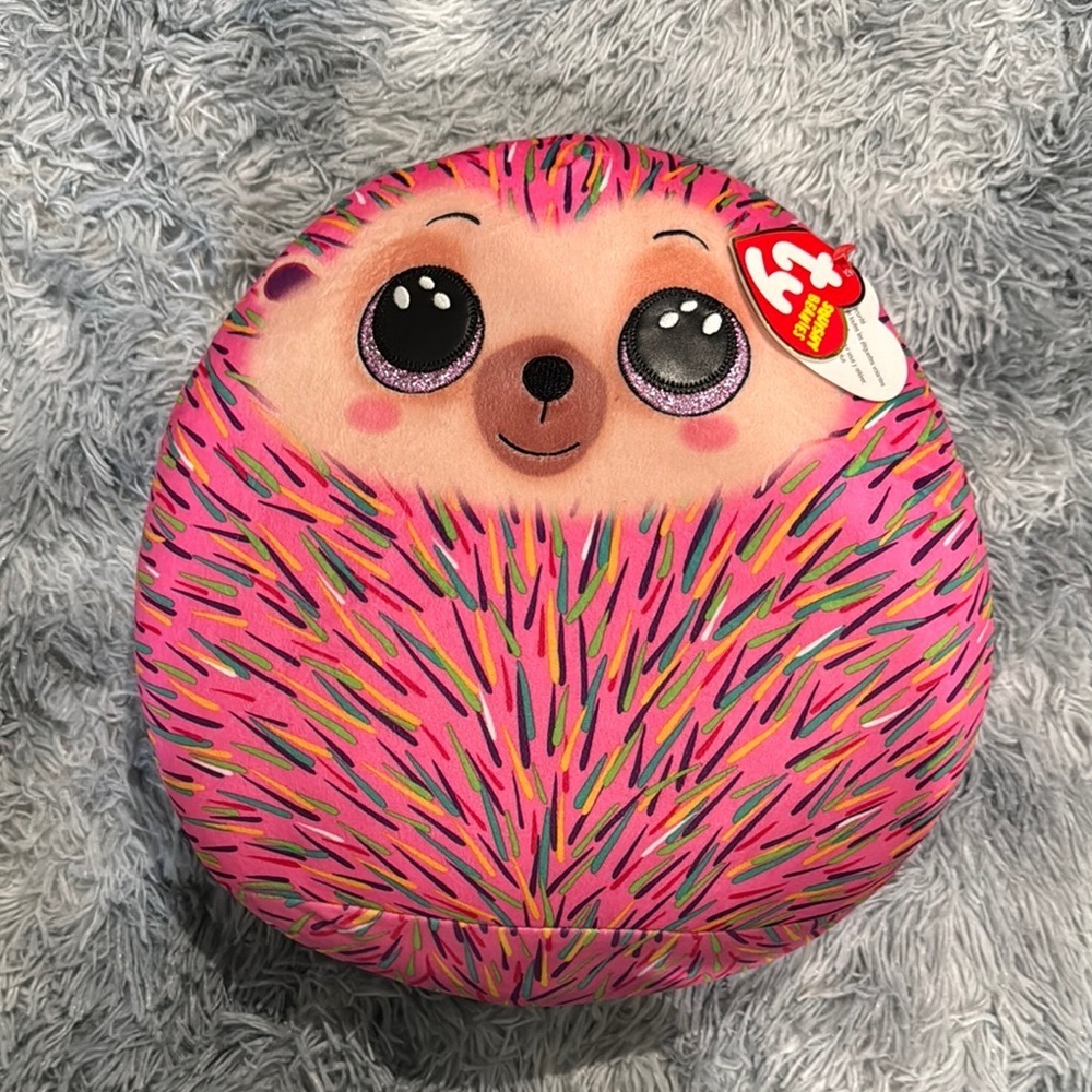 Ty Pink Hedgehog Plush with Colorful Spikes